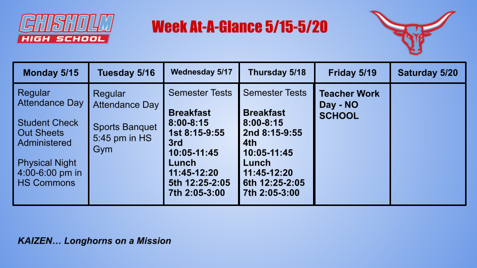 HS Week At-A-Glance