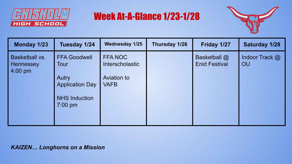 HS Week At-A-Glance