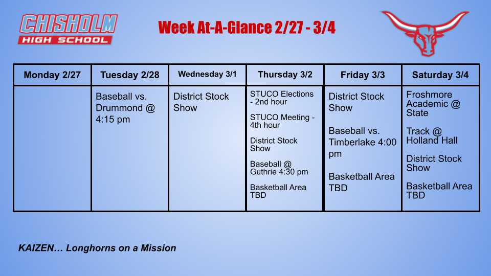 HS Week At-A-Glance